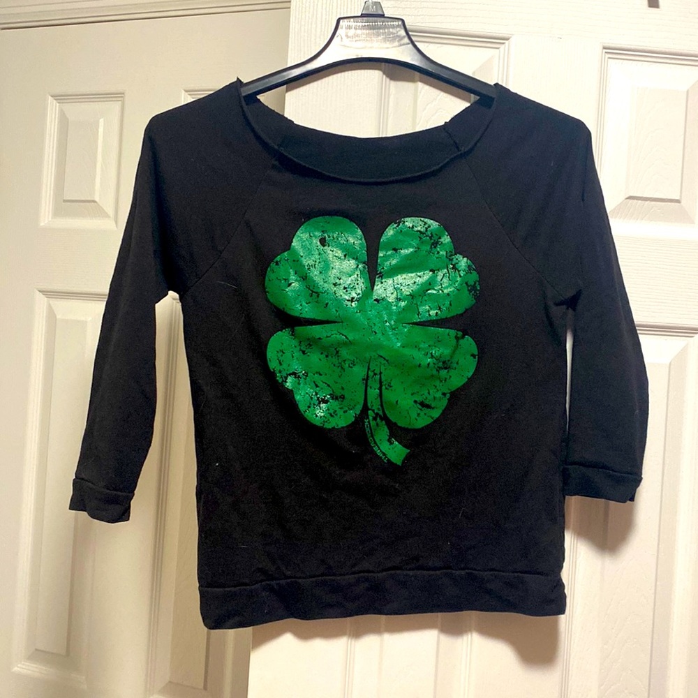 Four leaf clover black long sleeve shirt